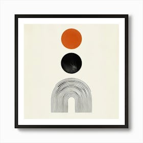 Minimalist Abstract Artwork With Circles And Black Arch Art Print