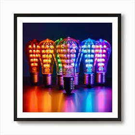 Stockcake Colorful Light Bulbs 1719803155 Art Print