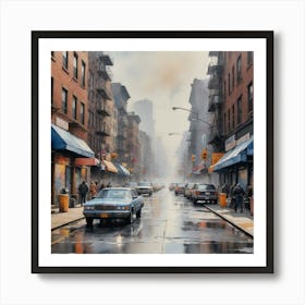 Beautiful New York City Street Scenery Art Print