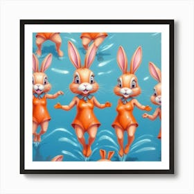 Rabbits In The Water 8 Art Print