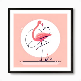 Dancing Flamingo Illustration Art Print