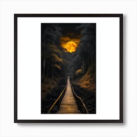 Full Moon Over The Woods Art Print