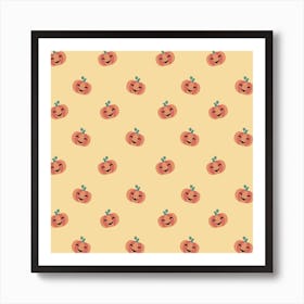 Pumpkins On A Yellow Background Art Print