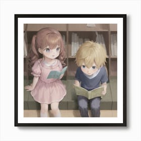 Children In The Library Art Print