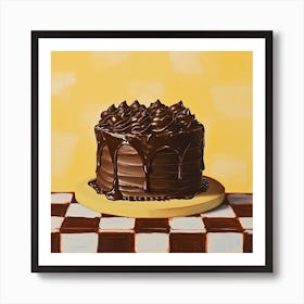 Chocolate Yellow Checkerboard 4 Art Print