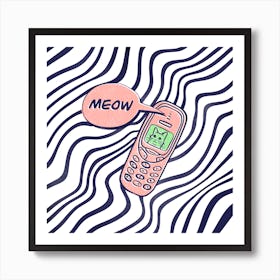 Meow it’s me, cat, phone, animals, illustration, wall art Art Print