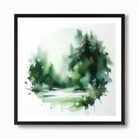 Watercolor Of A Forest Póster