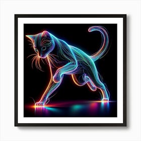 Neon Cat 3 Art Print