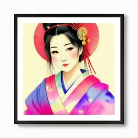 Art in Motion: The Poise of a Traditional Geisha Art Print