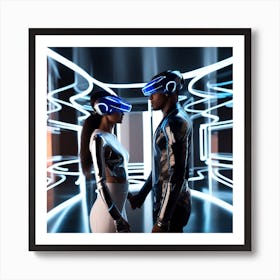 Couple In Futuristic Space Art Print