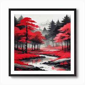 Red Forest Art Print