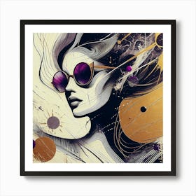 Woman With Purple Sunglasses Abstract II. Art Print