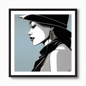 Portrait Of A Woman In A Hat Art Print