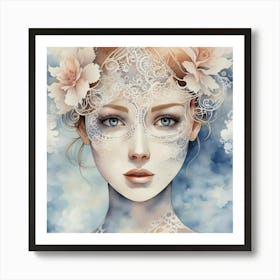 Girl With Flowers 4 Art Print