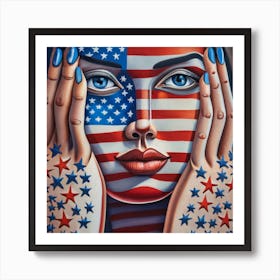 American Flag Face Art Print