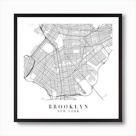 Brooklyn New York Street Map Minimal Square Poster