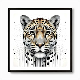 Leopard Head - Abstract Line Art Illustration 1 Art Print