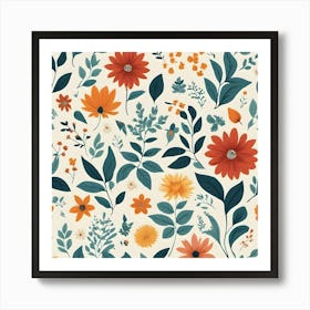 Floral Seamless Pattern 19 Art Print