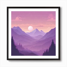 Misty mountains background in purple tone 52 Art Print