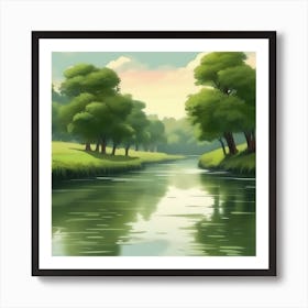 River Landscape 2 Art Print