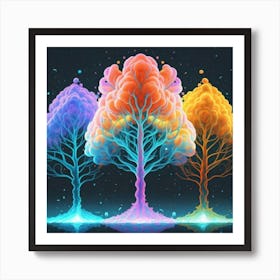 Three Colorful Trees in neon colors 1 Art Print