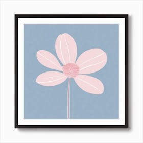 A White And Pink Flower In Minimalist Style Square Composition 43 Art Print