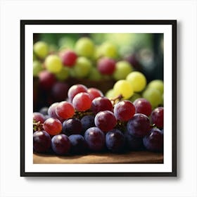 Grapes On A Wooden Table 1 Art Print