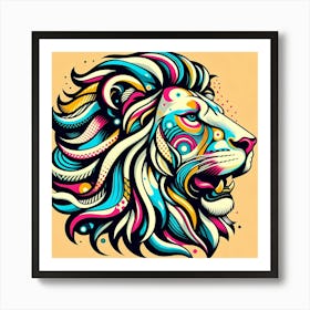 Colorful Lion Head Art Print