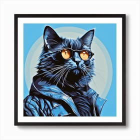 Cat With Glasses Art Print