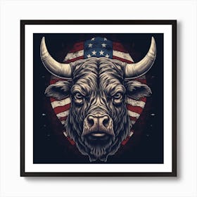 Bull Head American Flag 4 Art Print