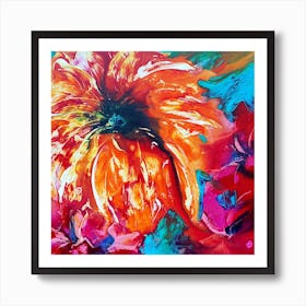 Colourful Tropical Flower Painting 3 Square Art Print