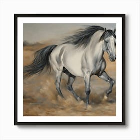 Horse Running In The Desert Art Print