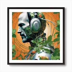 Man With Headphones 1 Art Print