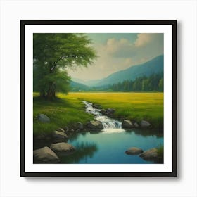 Stream In The Meadow Art Print