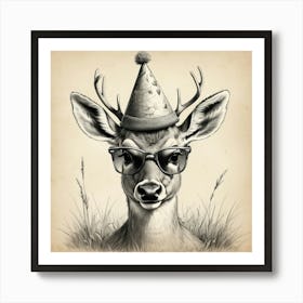 Deer In Glasses 1 Art Print