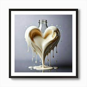 Firefly Heart, Shaped, Dripping, Milk, Bottle, Liquid, Creative, Artistic, Surreal, Conceptual, Flui Art Print