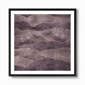 Mountain Range - Square Purple Art Print