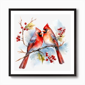 Christmas Cardinals Poster