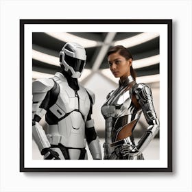 Futuristic Woman And Man 2 Art Print