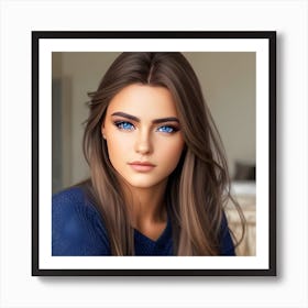 Beautiful Girl With Blue Eyes Art Print