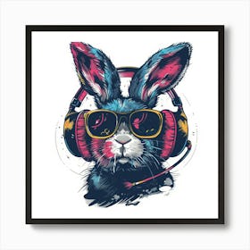 Rabbit With Headphones 5 Art Print