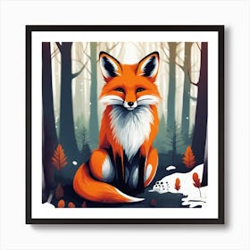 Fox In The Woods 41 Art Print