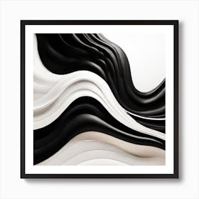 Abstract Black And White Wave Art Print