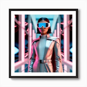 Futuristic Woman In Futuristic Suit Art Print