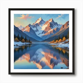 Reflections In A Lake Paintings Art Print Art Print