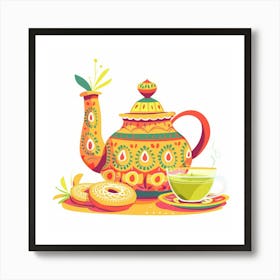 Teapot And Cookies Art Print