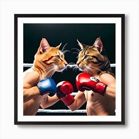 Boxing Cats Art Print