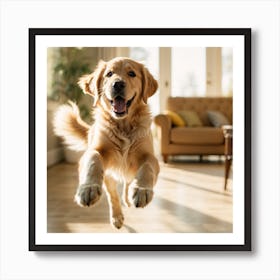 Golden Retriever Jumping,wall art Art Print