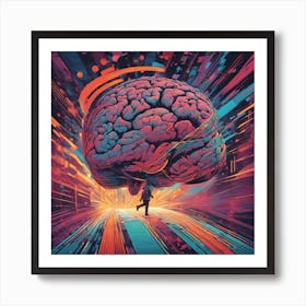 Brain Is Walking Down A Long Path, In The Style Of Bold And Colorful Graphic Design, David , Rainbow (2) Art Print