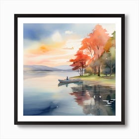 Canoe On The Lake Art Print